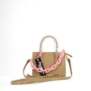 Like Dreams Kenzie Chain Croc Faux Leather Mini Crossbody Bag - Nude